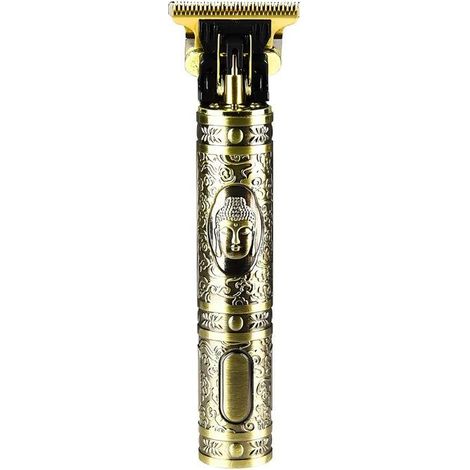 Tondeuse pour cheveux - AVIZAR - Design Bouddha - Sans fil 5W - Batterie 1200mAh - Boîtier gravé doré