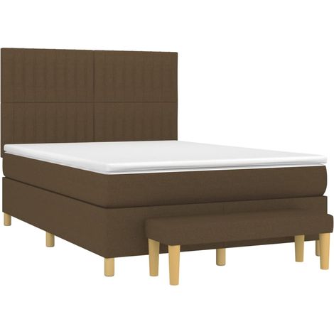 Sommier à lattes de lit avec matelas Marron foncé 140x190 cm vidaXL (1/5)