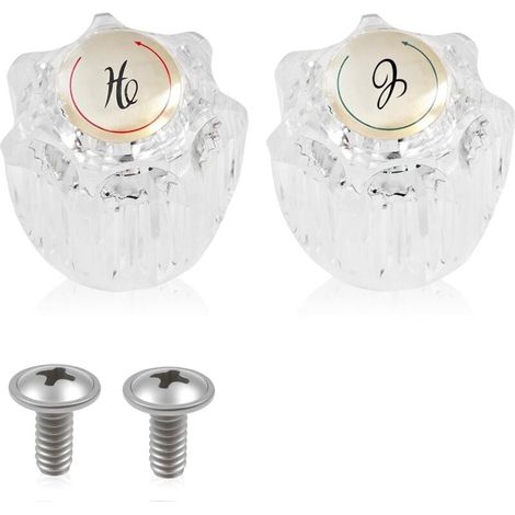 Kit de remplacement de poignée de robinet en acrylique transparent 2 pièces, kit de rénovation de robinet de baignoire compatible avec les robinets Delta Delex Flawless, vis incluses (1/4)