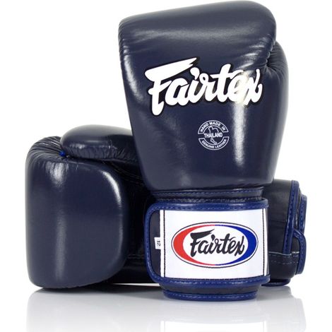 Gants de boxe Fairtex en cuir véritable BGV1 Bleu 10 oz (1/2)