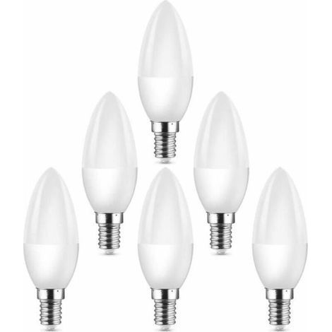Lot de 6 ampoules LED E14 à petite vis Edison (SES) équivalentes à des ampoules halogènes 40 W C37 400 lm 3000 K Blanc chaud (1/4)
