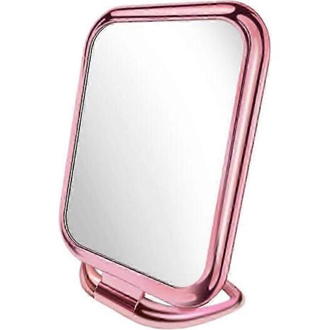 Miroir de table pliable portable pour voyage, miroir de maquillage sur pied-Pink Square (1/5)