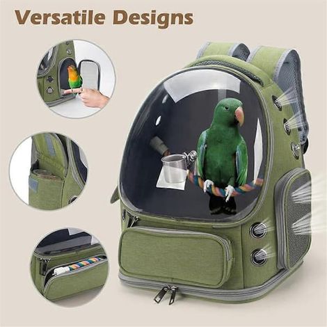 Sac à dos transparent pour animaux de compagnie avec couvercle transparent, capsule spatiale portable, grande capacité, sac pour chat, sac pour perroquet, équipement pour animaux de compagnie (1/2)