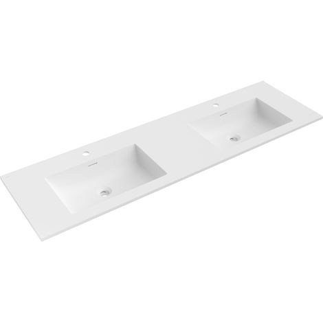 Mexen Otis lavabo empotrado en encimera doble 161 x 46,5 cm, blanco mate - 25181601D (1/3)