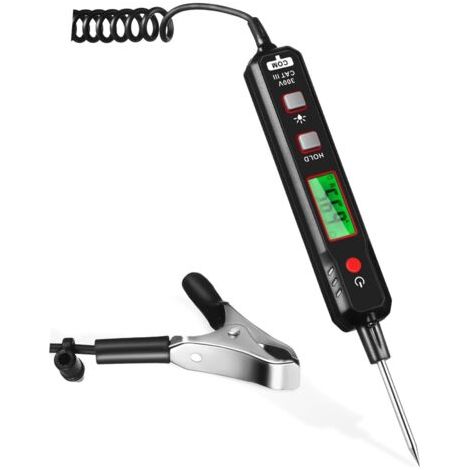 BUNTHAUS Lampe De Test Automobile Testeur Électrique Avec Fil à Ressort Testeur De Circuit Avec Lumière Led Et Affichage Numérique Pour Détection De Résistance Et Tension