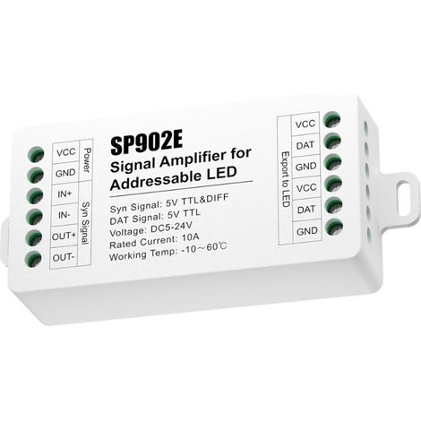 Amplificateur de signal SP902E, prolongateur de bande lumineuse LED RGB, amplificateur de contrôle de signal SPT