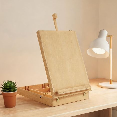 Chevalet de bureau en bois de hêtre pliable avec rangement buche (1/5)