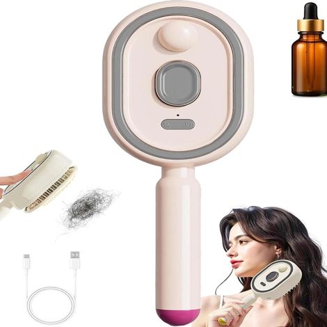 Brosse vapeur lissante 2 en 1 rechargeable - Spray d'eau - Massage coussin d'air rétractable - Anti-frisottis - Rose (1/5)