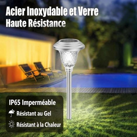 BEAU JARDIN 8 Pièces Lampes Solaires Exterieures Jardin Acier Inoxydable Lumiere avec Changement de Couleur et Lumière Solaire Extérieure Blanche Chaude Lampe Solaire Exterieur Jardin Pelouse Terrasse (1/4)