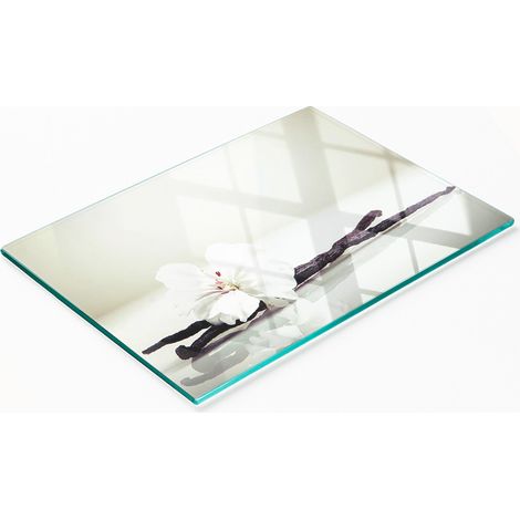 Pannello decorativo multifunzionale in vetro temperato, colore vaniglia, 80x52 cm. (1/5)