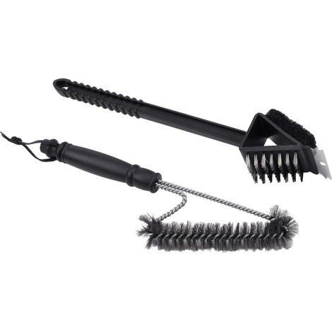 Kit 2 Accessoires de Nettoyage Barbecue AM23 - Brosse en Acier Inoxydable 201 + éponge + Manche en polypropylène - 37 x 6 cm - pour l'entretien des grilles (1/5)