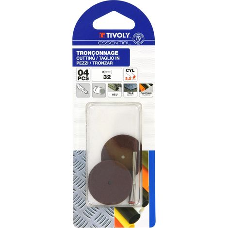 Tivoly - 3 Mini-Dischi in Resinoide Ø32 mm + Mandrino - Perno Ø3 mm - Adatto all'uso su mini trapano tipo Dremel (1/2)
