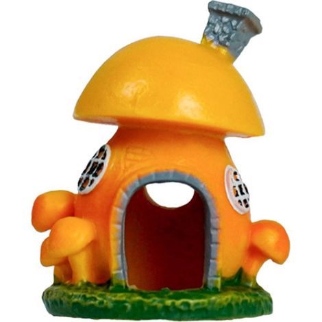Mini-Pilzhaus Orange – PVC-Aquariendekoration mit Versteck, tropisches Thema für kleine Aquarien (1/4)