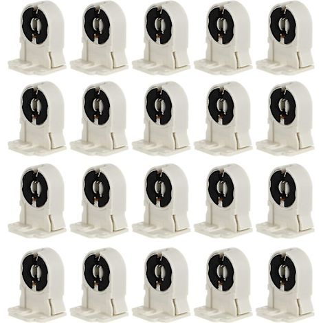 20 supports de tubes fluorescents T8/G13 résistants à la chaleur, pour la maison, le bureau ou la chambre (blanc) (1/2)