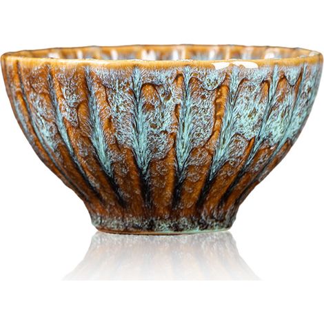 Tasse à thé en céramique - Tasse Jianzhan - Fond gravé 3D - Pour thé chinois gongfu, matcha, café ou vin - 1 unité (1/5)