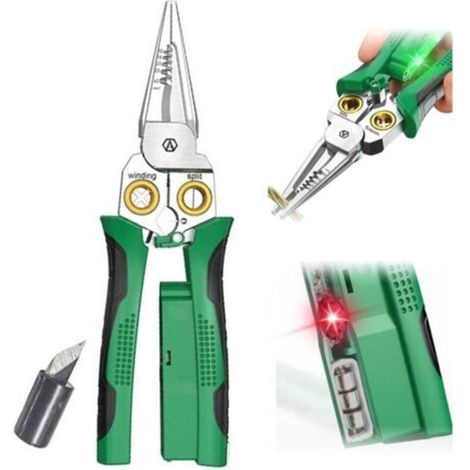 8-in-1 Multifunktions-Abisolierzange, super einfach zum Schneiden und Abziehen von Drähten, Abisolierzange mit Strommessfunktion, Schere zum (1/5)