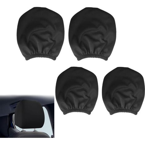 Lot de 4 housses d'appuie-tête pour voiture, fourgonnette et camion - Protection anti-salissures - Accessoires auto - Accessoires décoratifs - Housses de protection - Housse anti-poussière - 24 x 23 c (1/4)