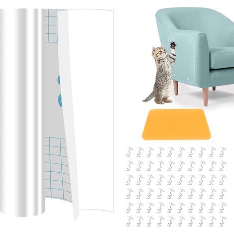 1 Rouleau Film Protection Anti Griffe, Transparent PVC, Adhésif Sans Résidu, Pour Canapé Meuble Porte Mur (1/5)