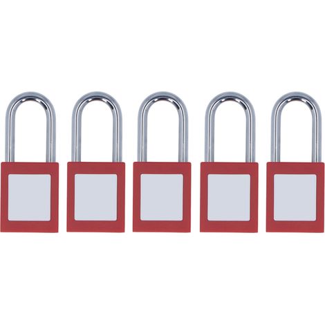 Lot de 5 cadenas de consignation/déconsignation en nylon chromé Loto Safe avec étiquette inscriptible pour usage industriel, 38 mm (1/5)