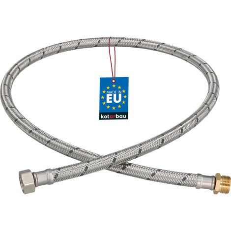 KOTARBAU® Flexible Robinet 3/8" x 3/8" - Flexible Eau - Tuyau Robinet 100 cm - Mâle x Femelle - Rallonge Robinet Cuisine Flexible - Acier Inoxydable - Tuyau Flexible Plomberie (1/4)