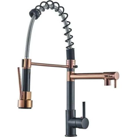 Robinet Cuisine Douchette Evier Cuisine Mitigeur Evier Avec Douchette Extractible 2 Fonctions Bec Pivotant à 360° Robinet Evier Mitigeur Cuisine Douchette Mitigeur Or Rose (1/4)