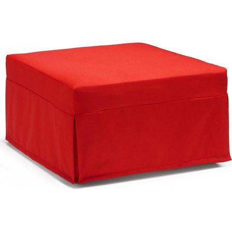 Talamo Italia - Letto pieghevole Abak, Pouf trasformabile in letto singolo, Pouf in tessuto da soggiorno, 100% Made in Italy, 80x80h45 cm, Rosso