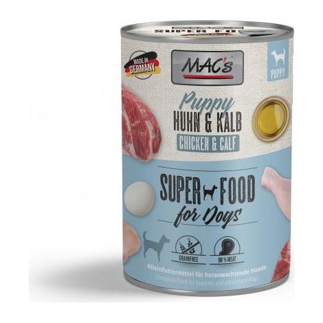 Macs Dog Puppy Hundenassfutter Junior getreidefrei 400 g Huhn & Kalb Nassfutter Hunde