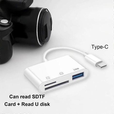 Lecteur de cartes multifonction USB-C 3-en-1 compatible avec diverses cartes mémoire, etc. (1/4)
