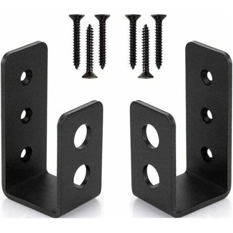 Lntyq Lot de 2 supports de porte en acier robuste pour porte de 2 x 4, barre de sécurité en forme de U (1/5)