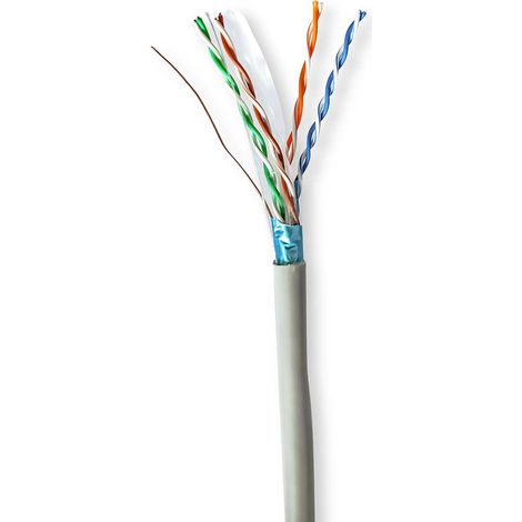 Bobina de cable cat6 solido futp cca 3050 m para interior redondo pvc gris caja carton