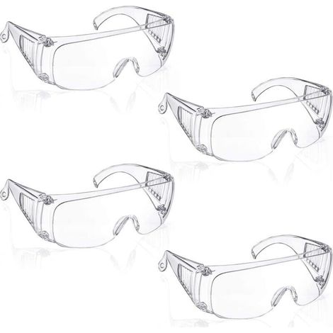 FOREHILL  Xinlon 4 Paires Lunette Protection, Lunettes de Sécurité Transparentes, Lunettes de Protection la Sécurité en Laboratoire, Lunettes de Sécurité (1/5)