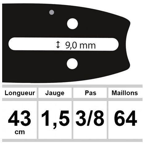 Guida Ozaki Pro Steel (Husqvarna - Makita - Poulan - Shindaiwa / Sdk / Iseki - Solo) Taglio 17 - 43cm. Passo T: 3/8 .05