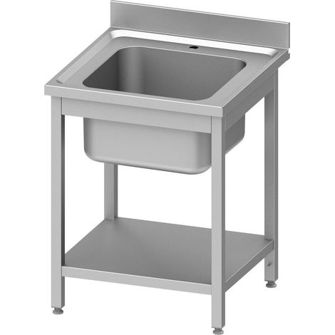 Plonge Inox AISI 201 Adossée 1 Bac avec Etagère - Gamme 700 - Stalgast