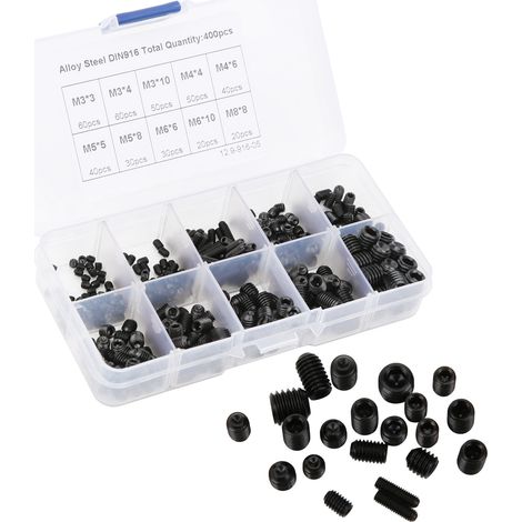 Lot de 400 pièces de visserie en acier allié haute résistance, embouts creux femelles M3 à M8 pour serrage précis. (1/5)
