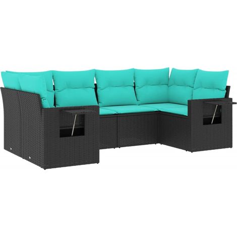 Maison Exclusive - Set Divani da Giardino 6 pz con Cuscini Nero in Polyrattan (1/5)