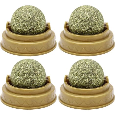 Lot de 4 Balles Balles à Lécher pour Chat à l'herbe à Chat Naturelle Mural (1/5)