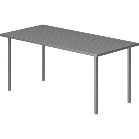 Gartentisch für 6 Personen, 165 x 80 cm, rechteckiger Esstisch für den Außenbereich mit Metalllattenplatte