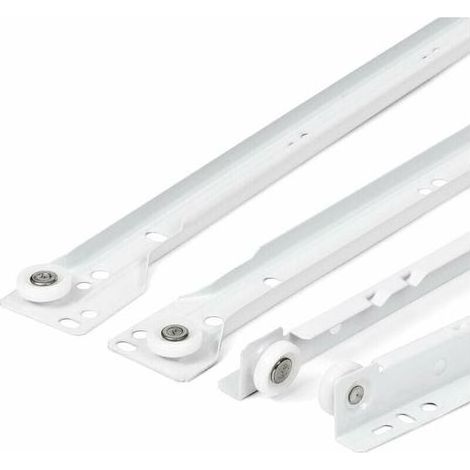 400 mm Schubladenführungen – 2er-Set (1 Paar) weiße Schubladenführungsschienen, Teilauszug-Führungssystem – einfach zu montierendes Schubladenführungsset (1/4)