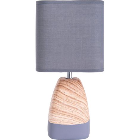 Lampe à Poser en Céramique Marron et Gris avec Abat-jour en Coton, Hauteur 31 cm, Douille E14 - PANGIVO (1/5)