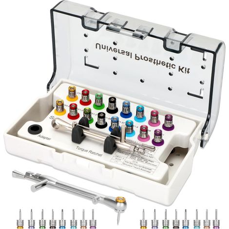 Llave dinamométrica para implantes de 10-70 Ncm, autoclavable, destornillador dinamométrico dental con 16 puntas. (1/5)