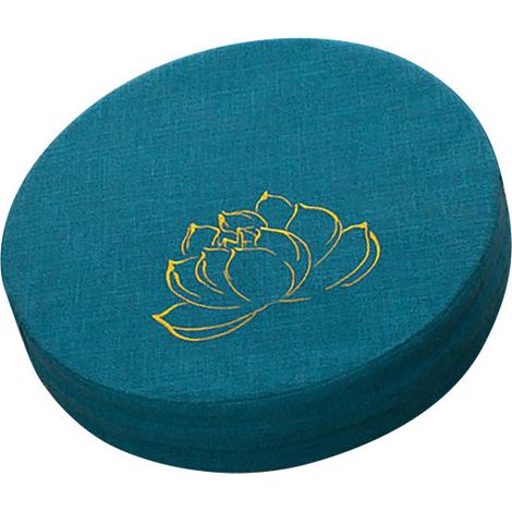 Coussin de méditation rond, mousse ferme, coton et lin, housse amovible et lavable, tapis de sol confortable pour balcon, salon, tatami, bleu lac (1/4)