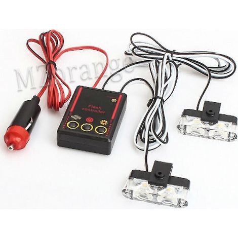 2 gyrophares stroboscopiques LED pour voiture, gyrophares de police, stroboscopes, feux de brouillard, clignotants FSO Auto, gyrophares de police bleus avec cigarette (1/5)