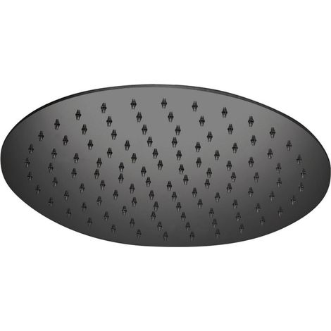 Lineabeta - Flacher runder Duschkopf 25 cm mit Gelenk ½ Schwarze Stahlsuppen