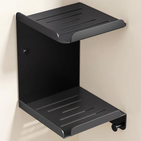Mai & Mai Étagère Murale de Rangement en Acier au Carbone Porte-Serviettes au Mur Support Rangement à Poser à Susprendre avec Crochets pour Salle de Bain Cuisine Noir 220×220×274 MM Reglo-14 (1/5)
