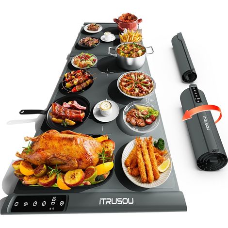 XXL Heat Mat for Countertop 42" x 16" - Extra Large Electric Heated Tray for Buffets, Parties and Family Meals - 2 Piece Roll Up Expandable for Fast Heating Over (1/5)