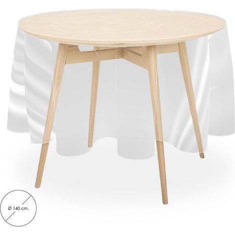 ORYX Mantel Hule Redondo Transparente Impermeable Antimanchas PVC Ø 140 cm. Uso Interior y Exterior