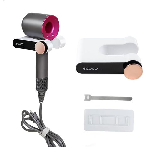 Support Seche Cheveux sans Percage, Porte Seche Cheveux Mural AntidéRapant, Accroche Seche Cheveux Peu Encombrant, Porte Seche Cheveux et Lisseur, Convient à La Plupart des Sèche-Cheveux (1/5)
