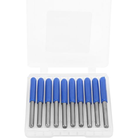 Lot de 10 fraises de gravure en carbure cémenté, forme en V, queue de 3,175 mm, 2 cannelures, dimensions 20x0,5 mm (1/5)