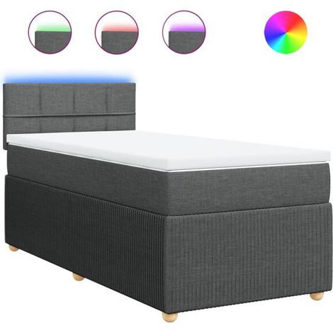Cadre de lit en tissu, matelas inclus, gris foncé, 80 x 200 cm (1/5)