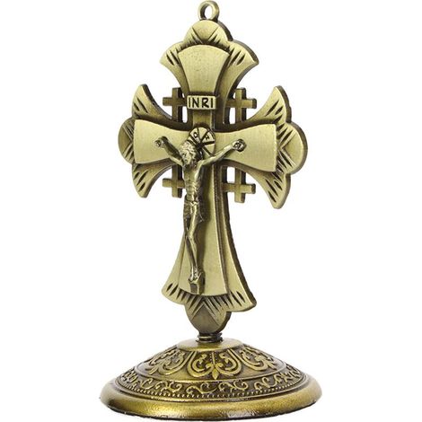 Antikes Goldkreuz aus Edelstahllegierung, Kruzifix- und Kreuzkollektion, Wanddekoration für Zuhause, im Stil eines Oldtimers (1/5)